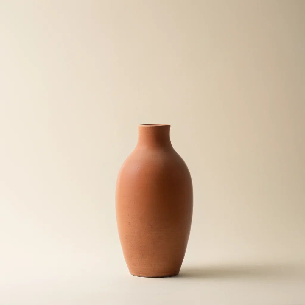AI-edited terracotta ceramic vase